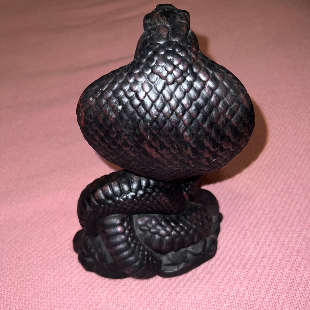 Vintage 1998 DHM King‎ Cobra Snake Figurine Statue Black Coiled 90s Collectible - Picture 2 of 5